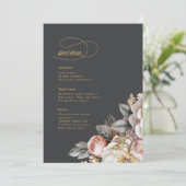 Blumendrama Wedding Menu, Kohle ID1022 Menükarte (Stehend Vorderseite)