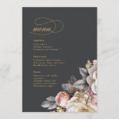 Blumendrama Wedding Menu, Kohle ID1022 Menükarte (Vorderseite)
