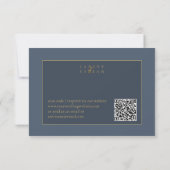 Blumendrama Wedding QR Code Blue ID1022 RSVP Karte (Rückseite)