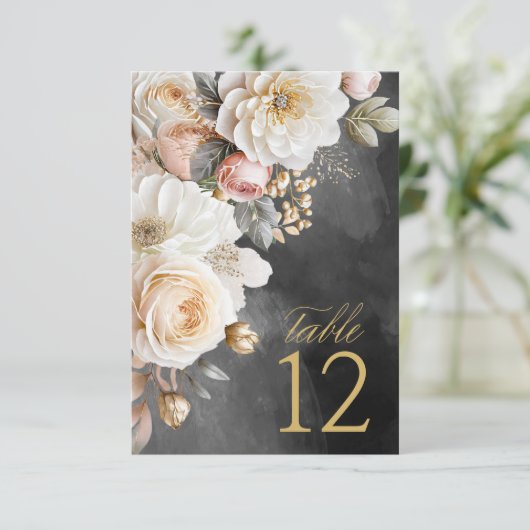 Blumendrama Wedding Tischnummer Charcoal-ID1022 (Stehend Vorderseite)