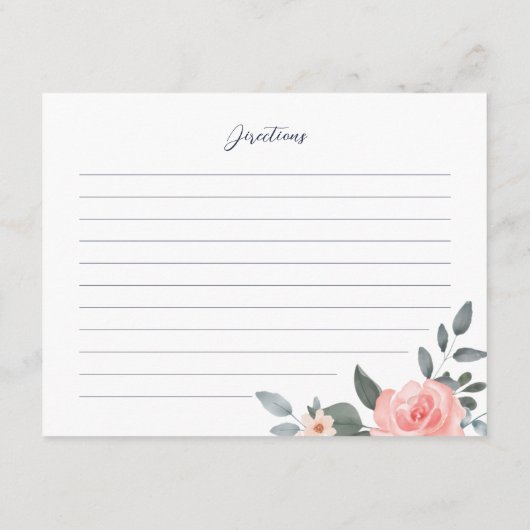 Blumendress Brautparty Rezept-Karte Begleitkarte (Rückseite)