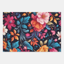 Blumendruck Geschenkpapier Set