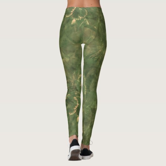 Blumendruck Grüne Leggings (Rückseite)