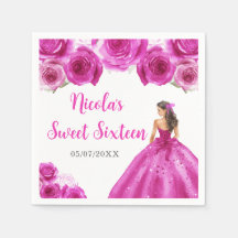 Blumendruck in Hot Pink Dress 16 . Geburtstag