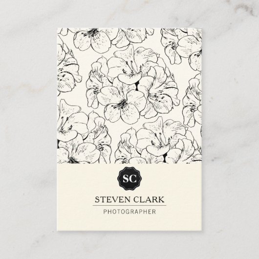 Blumendruck / Monogramm Visitenkarte (Vorderseite)