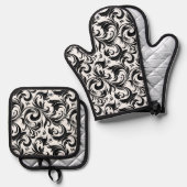 Blumendruck Ofenhandschuh & Topflappen-Set (Vorderseite/Rückseite)