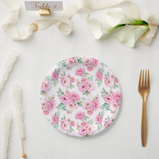 Blumendruck Pappteller (Hochzeit)
