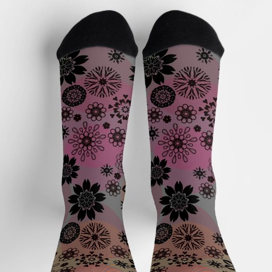 Blumendruck Pop Art Muster Niedlich Girly Boho Gra Socken (Oben)