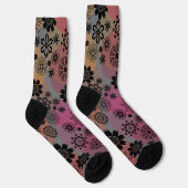 Blumendruck Pop Art Muster Niedlich Girly Boho Gra Socken (Rechts)