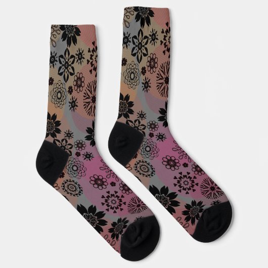 Blumendruck Pop Art Muster Niedlich Girly Boho Gra Socken (Rechts)