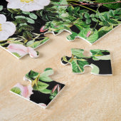 Blumendruck Rose Rosa und Weiß Blume auf Schwarz Puzzle (Seite)