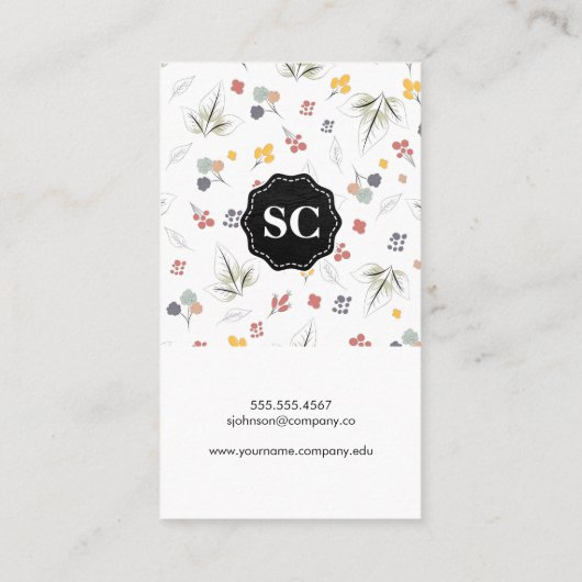 Blumendruck Visitenkarte (Rückseite)