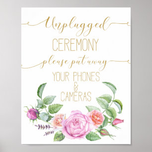 Blumendruck-Zeichen für Rose ohne Stecker Poster