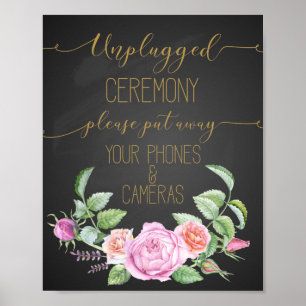 Blumendruck-Zeichen für Rose ohne Stecker Poster