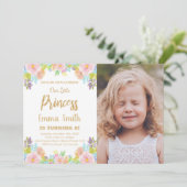 Blumendruckerin Glitzer Birthday Einladungen Foto (Stehend Vorderseite)