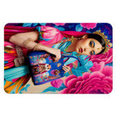 Blumendruckerin mit Handtasche Magnet (Horizontal)