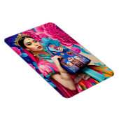 Blumendruckerin mit Handtasche Magnet (Rechte Seite)