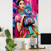 Blumendruckerin mit Handtasche Poster (Heimbüro)
