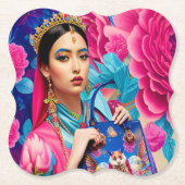 Blumendruckerin mit Handtasche Untersetzer (Vorderseite)