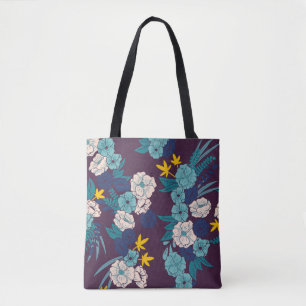 Blumendschungel mit Schlangen nahtlos, tropisch Tasche