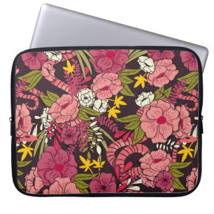 Blumendschungel mit Schlangen, tropische Blume Laptopschutzhülle