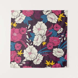 Blumendschungel mit Schlangen Vintag, Tropica Wandteppich