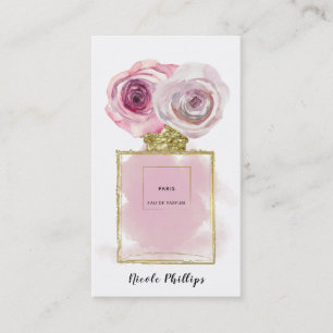 Blumenduft-Parfümflasche rosa Rosen Gold Glamour Visitenkarte