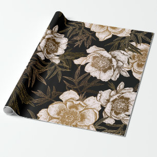 Blumendurchgängiges Muster. Gartenblumen Pfingstro Geschenkpapier
