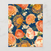 Blumendusche aus Navy Blauer Orange Einladung (Rückseite)