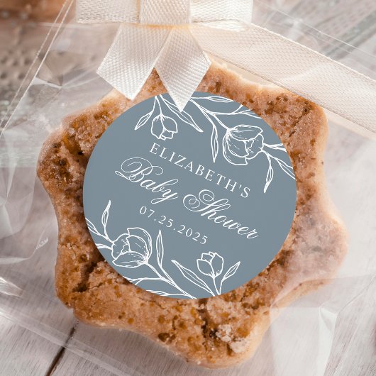 Blumendusche Blue Baby Dusche Runder Aufkleber