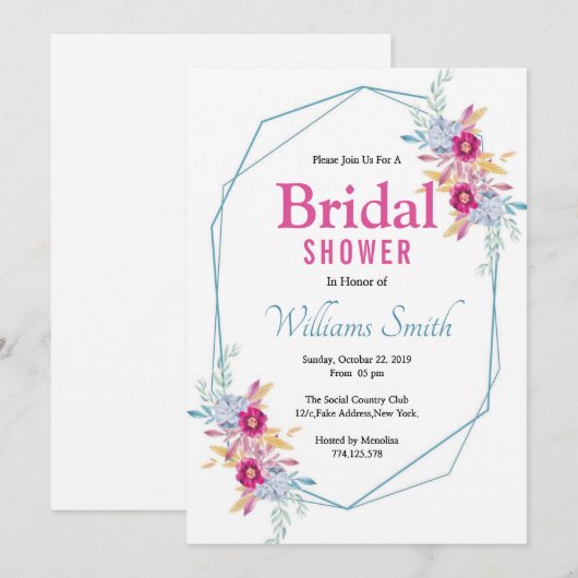 Blumendusche Einladung (Vorne/Hinten)