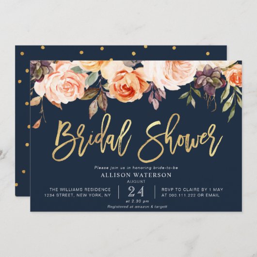 Blumendusche Einladung (Vorne/Hinten)