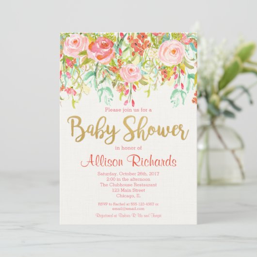 Blumendusche Einladung (Stehend Vorderseite)