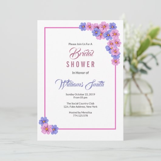 Blumendusche Einladung (Stehend Vorderseite)