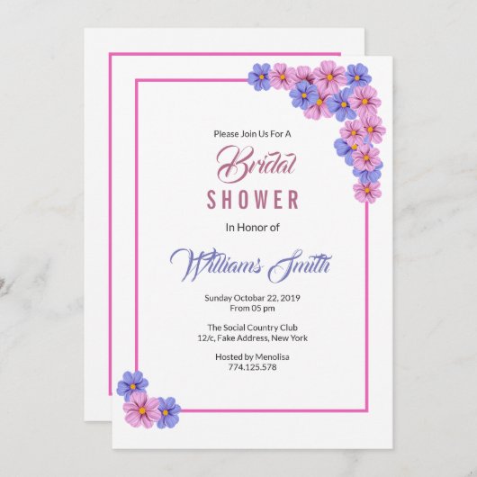 Blumendusche Einladung (Vorne/Hinten)