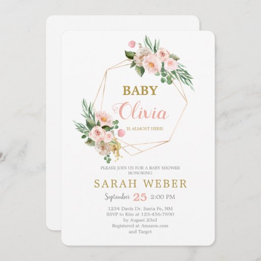 Blumendusche Einladung (Vorne/Hinten)