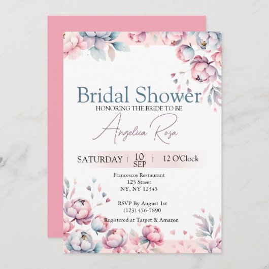 Blumendusche Einladung (Vorne/Hinten)