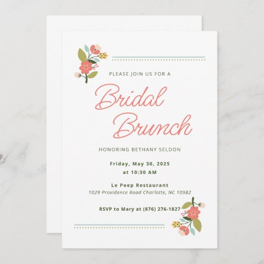 Blumendusche Einladung (Vorne/Hinten)