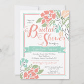 Blumendusche Einladung in Korallen und Aquamarin (Vorderseite)