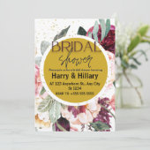 Blumendusche Einladung mit Gold Circle (Stehend Vorderseite)