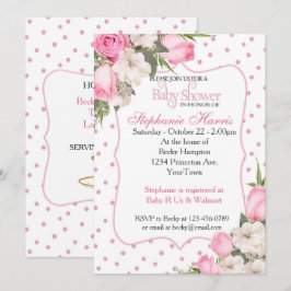 Blumendusche Einladung mit rosa Rosen