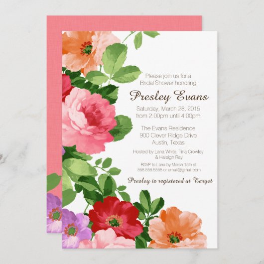 Blumendusche, Einladung, Rose Einladung (Vorne/Hinten)