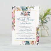 Blumendusche Einladung Sommer Herbst Rose (Stehend Vorderseite)