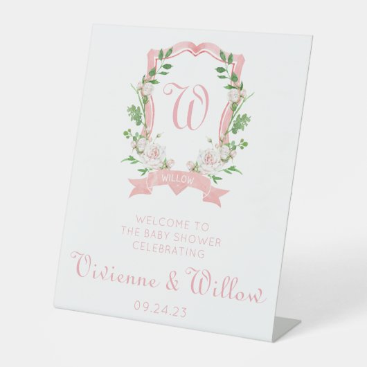 Blumendusche Wappen Empfang Sockelschild (Vorderseite)