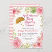 Blumenduschen bringen Blume zum Geburtstag Einladung (Vorne/Hinten)