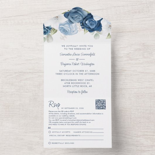 Blumendusty Blauer Botanischer Foliage All In One Einladung (Innen Boden)