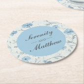 Blumendusty Blauer Garten Hochzeitsfeier Runder Pappuntersetzer (Angewinkelt)