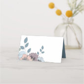 Blumendusty Blauer Lachs Rosa Namen Datum Hochzeit Platzkarte (Rückseite)