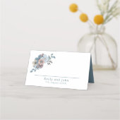 Blumendusty Blauer Lachs Rosa Namen Datum Hochzeit Platzkarte (Vorderseite)