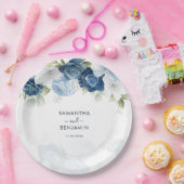 Blumendusty Blauer Weißer Polterabend Pappteller (Party)